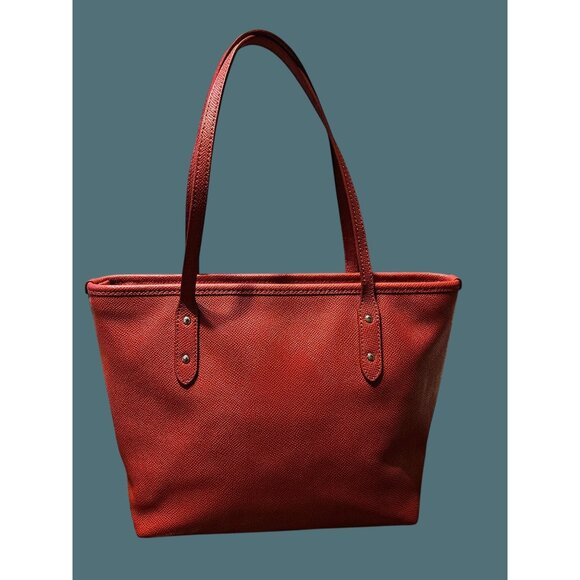 Coach Mini City Zip Tote Crossgrain Leather Red Shoulder Bag- - Picture 3 of 16